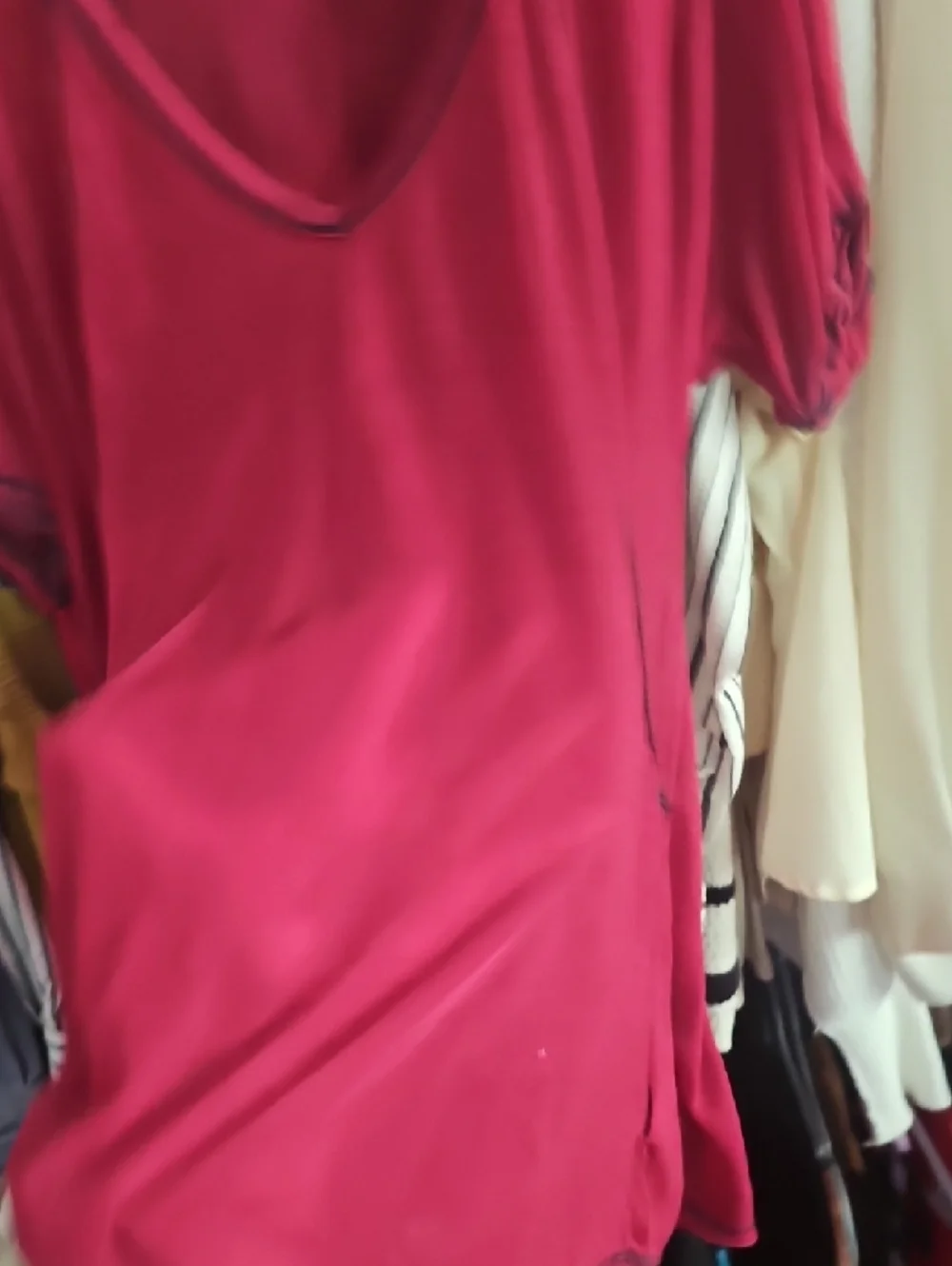 Free People V-Neck Short Sleeve Tunic - Raspberry - Picture 3 of 8